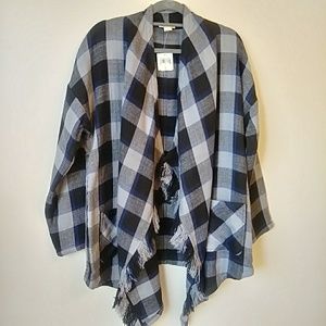 Lucky Brands Plaid Flannel poncho size large